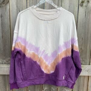 Free People Movement Metti Tie Dye Sweatshirt Oversized Ombre Purple Size Small